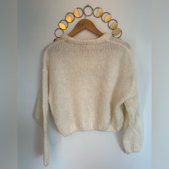 Divided H&M Knit Cropped Sweater Womens Size Medium Cream  Mock Neck Long Sleeve - Picture 5 of 7